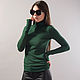 Green turtleneck top/Long Sleeve Tunic/Polo Top/ Casual Blouse/F1732, Blouses, Sofia,  Фото №1