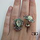 Luxury large cufflinks with natural prehnite. cubic Zirconia and tourmaline!
