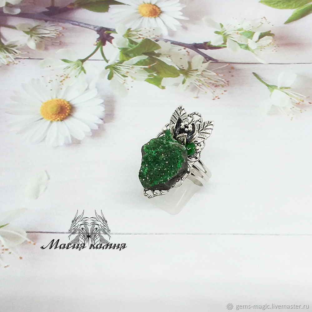 Ring uvarovite 'beautiful flower', Rings, Moscow,  Фото №1