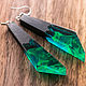 Earrings made of wood and jewelry resin 'Aurora Borealis'. Earrings. greenwood44. Online shopping on My Livemaster.  Фото №2