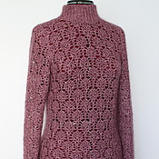 Cardigan crocheted of cotton cashmere and silk