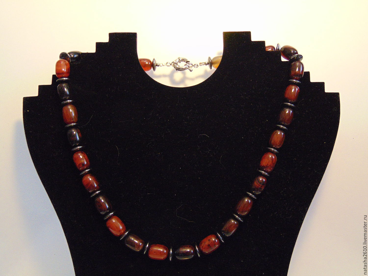 Beads made of natural stones agate and hematite, Necklace, Velikiy Novgorod,  Фото №1