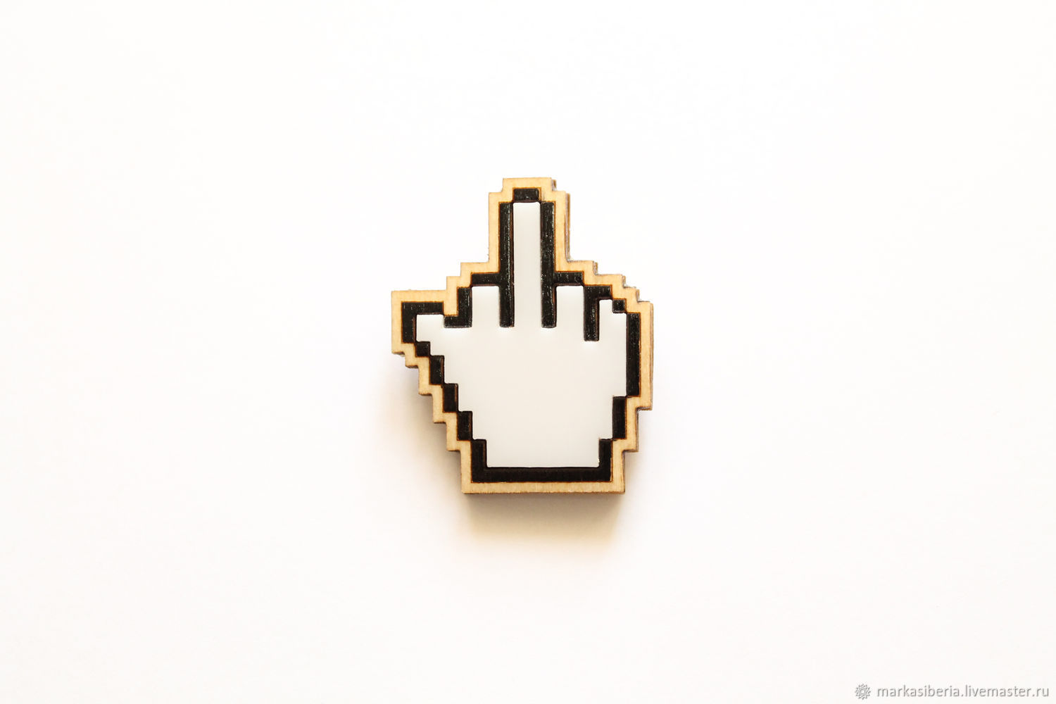 Wooden pin Pixel middle finger.