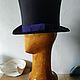 Order Black satin top hat ' Blue ribbon'. Felt Hats Shop. Livemaster. . Cylinder Фото №3