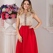 Одежда handmade. Livemaster - original item Skirt linen Berry in the Russian style. Handmade.