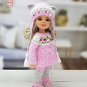 Одежда для кукол Паола Рейна. Теплый розовый набор с объёмным шарфом
