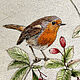 'Robin and Barberry', art surface. Pictures. Irina  Art embroidery. My Livemaster. Фото №5