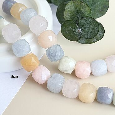 Материалы для творчества ручной работы. Ярмарка Мастеров - ручная работа Берилл разноцветный 8мм граненые бусины куб. Handmade.