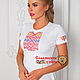 T-shirt with cross stitch 'Magic' short sleeve, T-shirts, St. Petersburg,  Фото №1