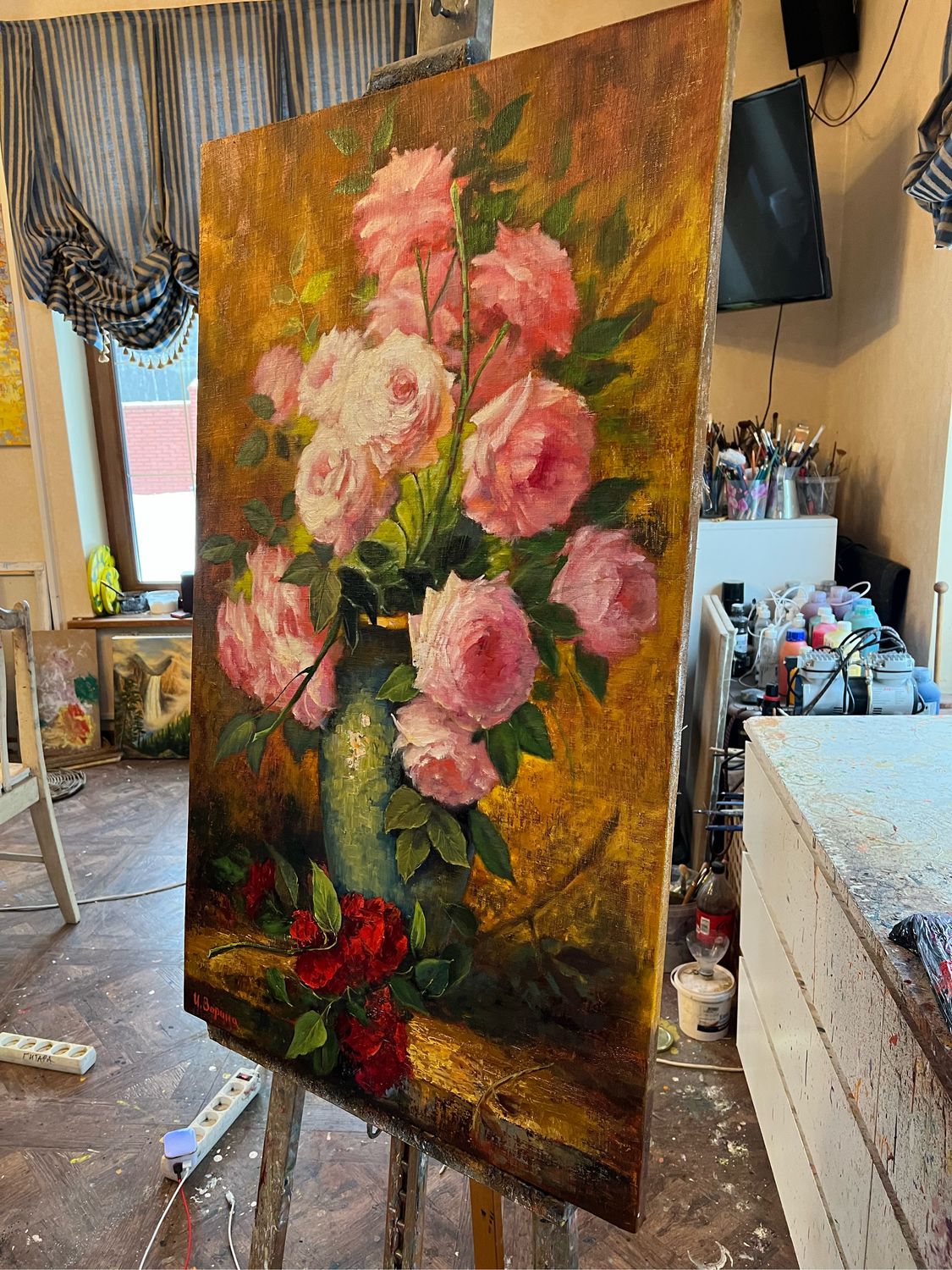 Розы в вазе. Картина маслом в интернет-магазине Ярмарка Мастеров по ...