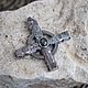 Silver cross with runes and black sapphire. Pendant. Unusual Gemstone Jewelry. Online shopping on My Livemaster.  Фото №2
