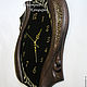 Wall clock 'the Curves of time', black glass and oak wenge. Watch. KancyrevDecoration. My Livemaster. Фото №4