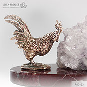 Сувениры и подарки handmade. Livemaster - original item Bronze Cock with Geode agate with amethyst drosou on marble. Handmade.
