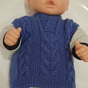 Одежда детская handmade. Livemaster - original item Knitted children`s vest for a boy aged 0-3 months. Handmade.