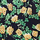 Viscose chiffon 'Bold rose' yellow (on black background), Fabric, Moscow,  Фото №1