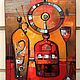 Still life with the geometry of the glass bottle circle strip red. Pictures. paintmart (oikos). My Livemaster. Фото №4