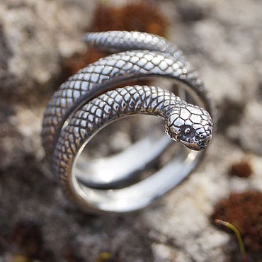 Серебряное кольцо в виде змеи. Купить кольцо змейка серебро - Ювелирный магазин Оникс