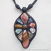 Украшения handmade. Livemaster - original item Pendant with stones in leather. Handmade.