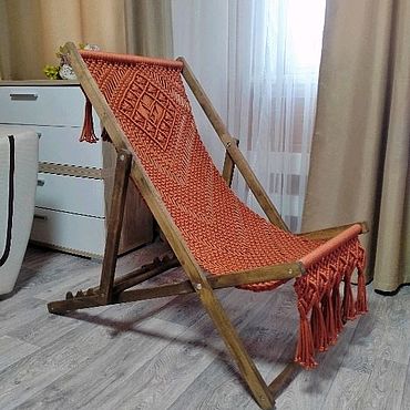 Дача и сад ручной работы. Ярмарка Мастеров - ручная работа Шезлонг раскладной макраме/ кресло-шезлонг. Handmade.