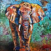 Картины и панно handmade. Livemaster - original item Elephant oil painting Buy a painting as a gift African Elephant. Handmade.