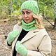 Downy Winter Set ' In Bright Lime Color'. Headwear Sets. Down shop (TeploPuha34). My Livemaster. Фото №4