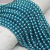 Материалы для творчества handmade. Livemaster - original item Glass pearl 6 mm Blue-blue premium. Handmade.