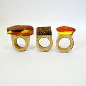 Украшения handmade. Livemaster - original item Amber wood ring size 15,5-16 P-150. Handmade.