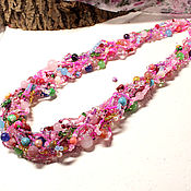 Работы для детей, handmade. Livemaster - original item Bright pink beads made of beads and stones 