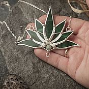 Украшения handmade. Livemaster - original item Green glass silver Lotus pendant (p-020-10S). Handmade.