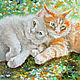 Картина маслом с котами, картина в подарок, Картины, Находка,  Фото №1
