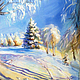 Картина `Зима` 40x30 см
Доставка по всему миру авиа почтой бесплатно. 
Картина маслом - красивый подарок на Рождество, Новый Год,  юбилей, день рождения и другие праздники.
