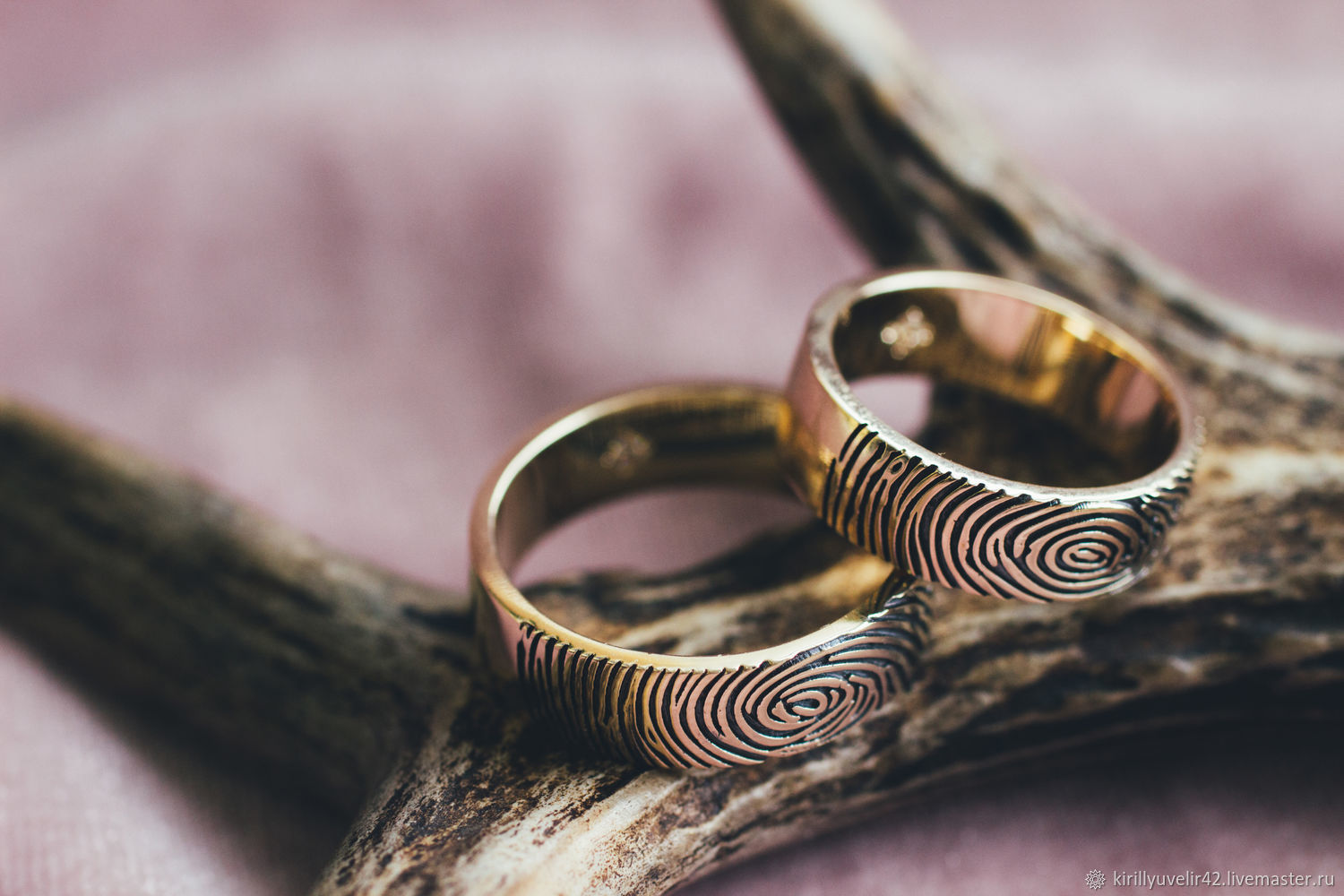 Engagement rings lemon gold 585 with fingerprints, Wedding rings, Kemerovo,  Фото №1