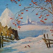 Картины и панно handmade. Livemaster - original item Painting Winter landscape Fine day oil on canvas 40cm. Handmade.