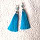 Bright blue Brush earrings, Tassel earrings, Moscow,  Фото №1