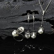 Украшения handmade. Livemaster - original item Earrings and a ring with pearls made of 925 sterling silver DD0048-2. Handmade.