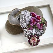 Украшения handmade. Livemaster - original item Voluminous brooch with silk Elephant flowers. Handmade.
