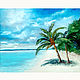 Картина с морем Тропический пляж с пальмами Картина маслом, Картины, Ижевск,  Фото №1