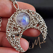 Украшения handmade. Livemaster - original item Moonstone pendant, moonstone melchior 