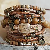 Украшения handmade. Livemaster - original item A wide bracelet made of BOHO stones 