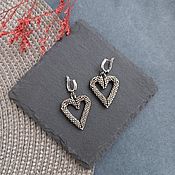 Украшения handmade. Livemaster - original item Earrings classic Two Hearts color nickel gray. Handmade.