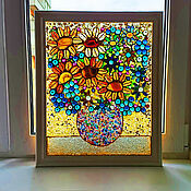 Картины и панно handmade. Livemaster - original item Painting on glass made of semiprecious stones. Stained glass window suncatcher. Handmade.