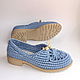 Lady G knitted moccasins, blue cotton. Moccasins. florina34. My Livemaster. Фото №4