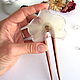Двойная Деревянная Длинная Шпилька для волос "Белая Орхидея", Шпилька, Таганрог,  Фото №1