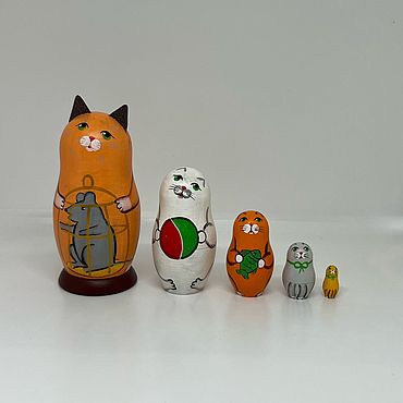Зоотовары ручной работы. Ярмарка Мастеров - ручная работа Матрешка 5-местная Коты. Handmade.