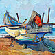 Oil painting.Boat. Shore of Arambol 30h40, Pictures, Moscow,  Фото №1