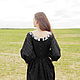 Women's long linen dress with sleeves black. Dresses. ZanKa. My Livemaster. Фото №4