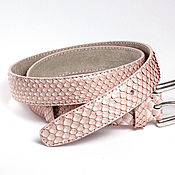 Аксессуары handmade. Livemaster - original item Python leather strap Pearl pink, width 2,9 cm. Handmade.