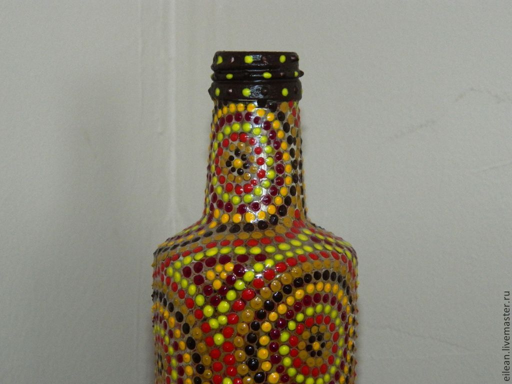 Бутылка, точечная роспись "Африка"