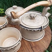 Посуда handmade. Livemaster - original item Set of teapot, 2 cups, sugar bowl. Handmade.