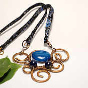 Украшения handmade. Livemaster - original item Large blue agate pendant.. Handmade.